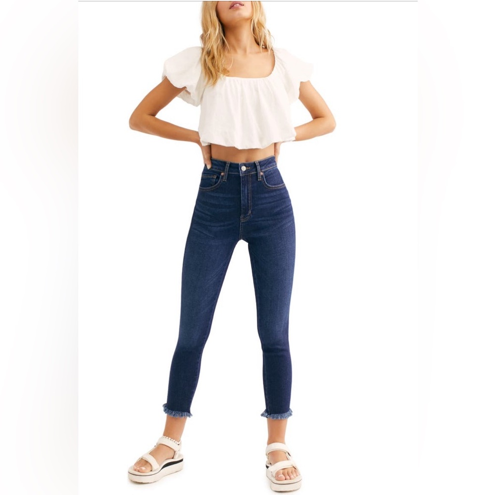 Free Peoples We the Free High Waist Crop Raw Hem Denim Leggings